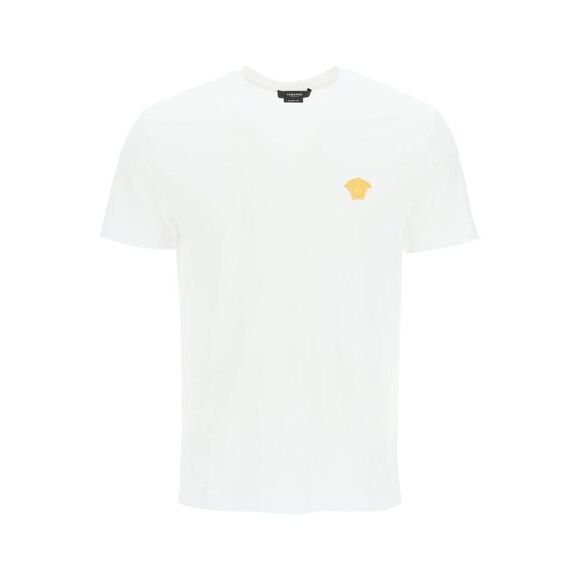 VERSACE Medusa Embroidered Cotton T-Shirt Men WHITE T-Shirts